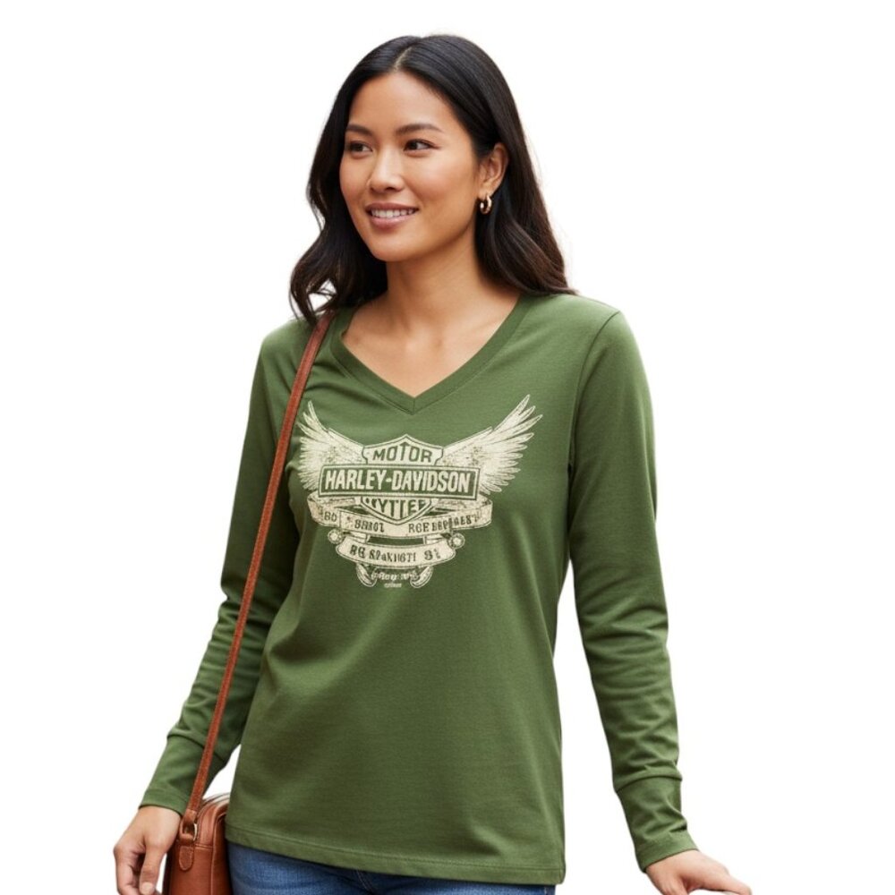 Harley Davidson Womens XL Green Boswell Music City Nashville Graphic Tee